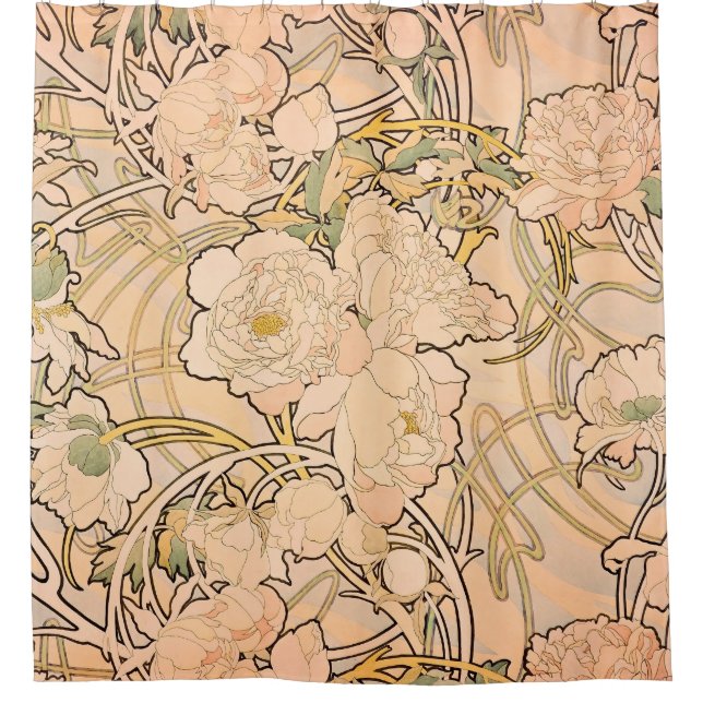 Classic Art Nouveau Peony Garden Pattern by Mucha (Front)