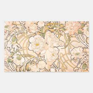 Classic Art Nouveau Peony Garden Pattern by Mucha Sticker