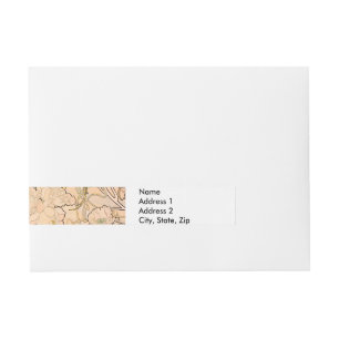 Classic Art Nouveau Peony Garden Pattern by Mucha Wraparound Address Label