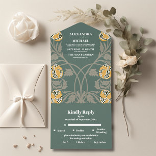 Classic Art Nouveau Wedding All In One Invitation