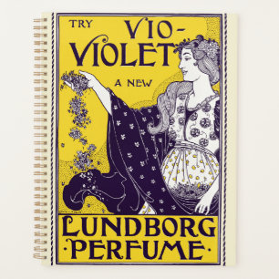 Classic Art Nouveau Woman Purple Flowers Artwork Planner
