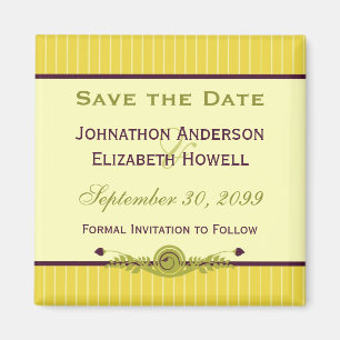 Classic Art Nouveau Yellow Wedding Save The Date Magnet