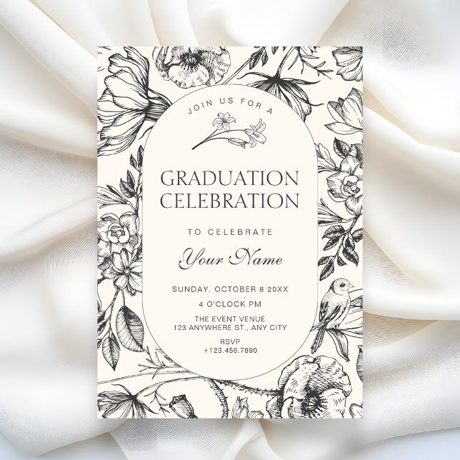 Classic artistic floral graduation invitation (Creator Uploaded)