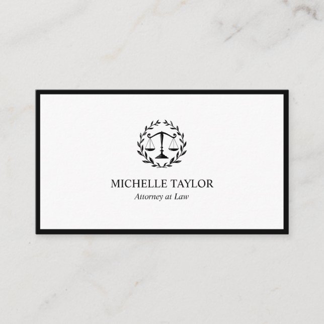 Classic Attorney at Law Justice Scale Law Office Business Card (Front)