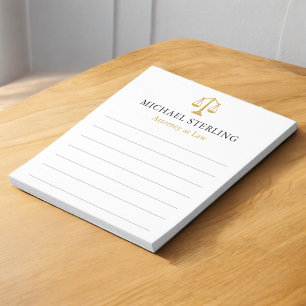 Classic Attorney Scales of Justice Black Gold Notepad