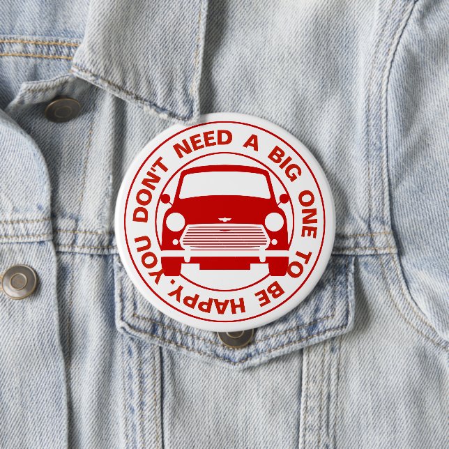 Classic Austin Mini Cooper car 4 Inch Round Button (In Situ)