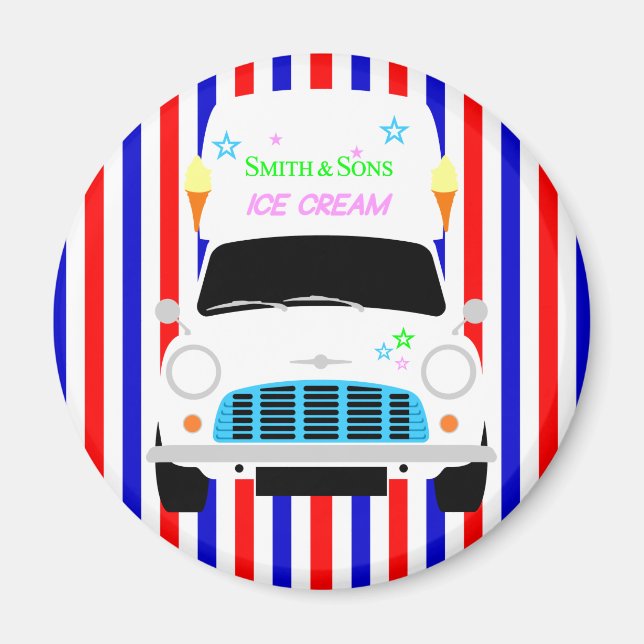 Classic Austin Mini ice cream Van Magnet (Front)