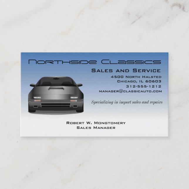 Classic Auto Sales and Repair Business Card (Front)