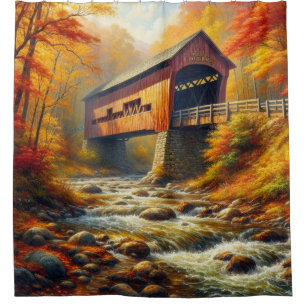 classic, autumn covered bridge
