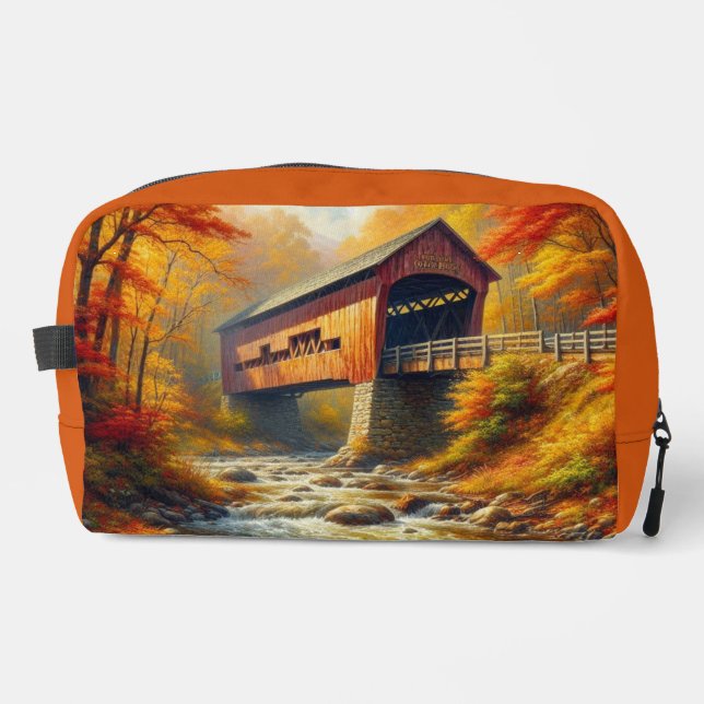 classic, autumn covered bridge dopp kit (Front)