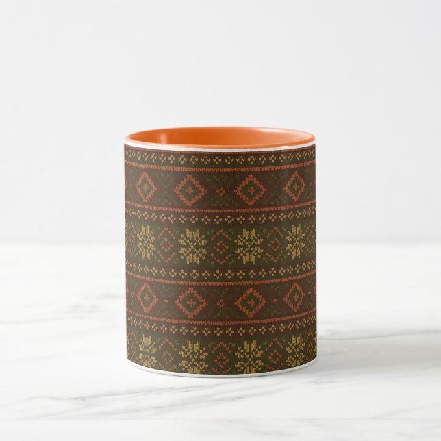 Classic Autumn/fall fair isle/colorwork patterned  Mug (Center)