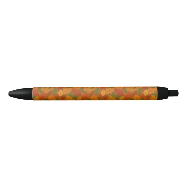 Classic Autumn/fall leaves patterned  Black Ink Pen (Front)