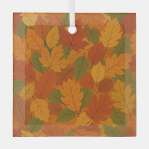 Classic Autumn/fall leaves patterned Glass Ornament