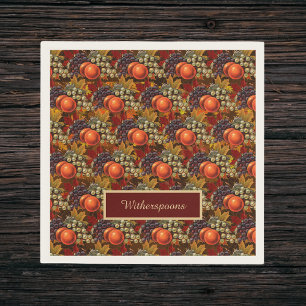 Classic Autumn Leaf and Thanksgiving Fruit Harvest Napkin