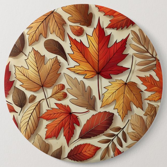 classic Autumn leaves 6 Inch Round Button (Front)