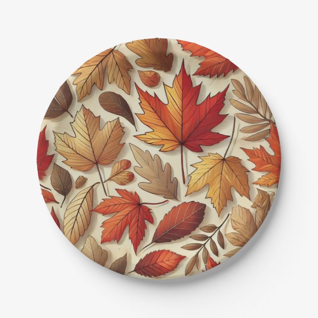 classic Autumn leaves Paper Plate (Front)