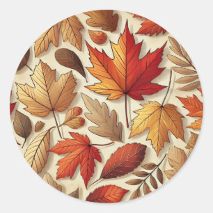 classic Autumn leaves Round Sticker