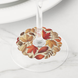 classic Autumn leaves Wine Glass Tag