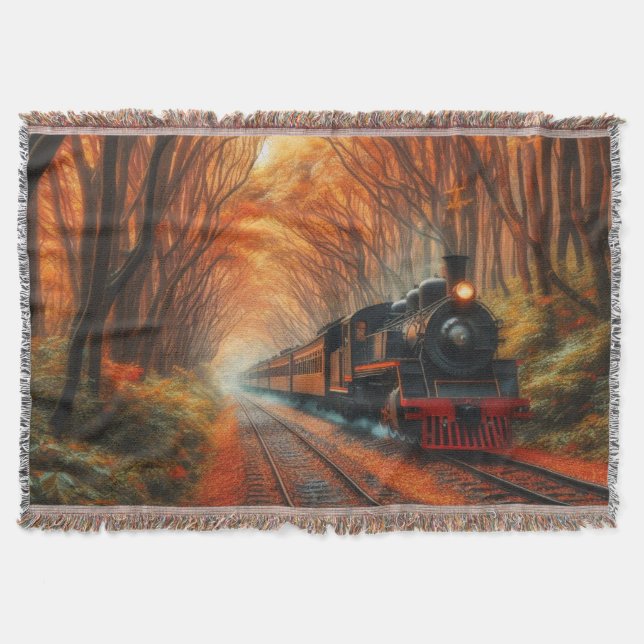 classic Autumn train Throw Blanket (Front)