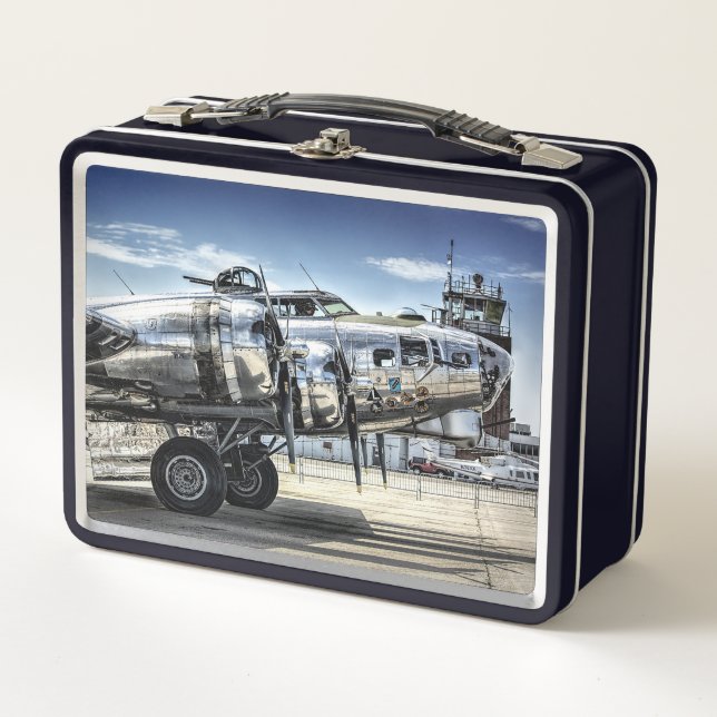 Classic b-17 wwii bomber metal lunch box (Front)