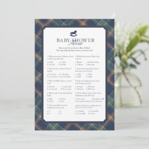 Classic Baby Shower Trivia Game Card
