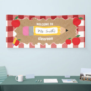 classic back to school look red gingham banner