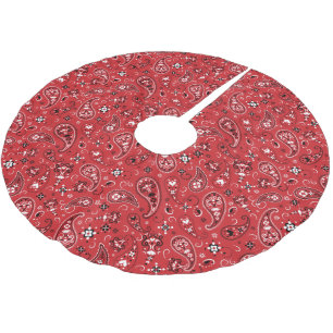 Classic Bandana Red Paisley Brushed Polyester Tree Skirt
