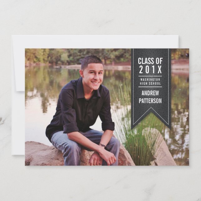 Classic Banner Graduation Photo Announcement (Front)