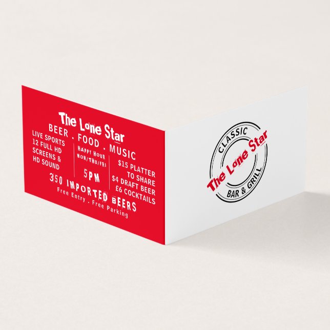Classic Bar & Grill Logo, Pub/Brewery, Detailed Business Card (Outside)