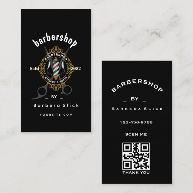 Classic Barbershop Business Card the reverse or (Front/Back)