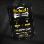 Classic Barbershop Hair Cut Shaving Barber Shop Flyer<br><div class="desc">Give your barbershop a classic and professional look with this eye-catching customizable flyer template! This design features a timeless black and yellow colour scheme with clear, concise service and pricing information. Perfect for attracting new customers and boosting your brand. Easily personalize this flyer with your: Barbershop name. Service pricing. Special...</div>
