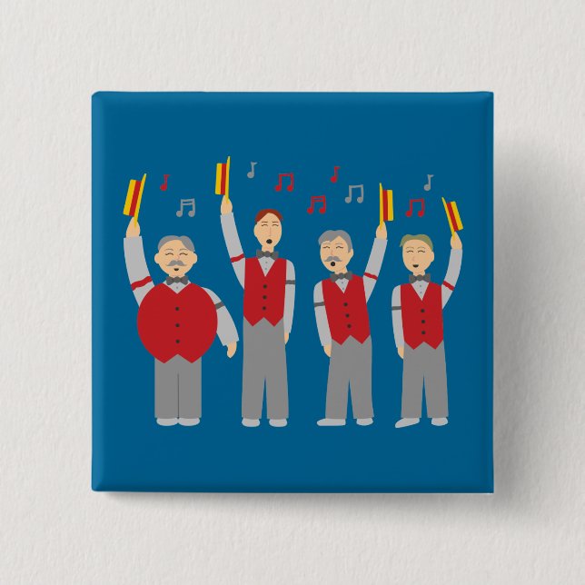 Classic Barbershop Quartet 2 Inch Square Button (Front)