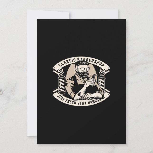 classic barbershop stay fresh stay handsome invitation (Front)