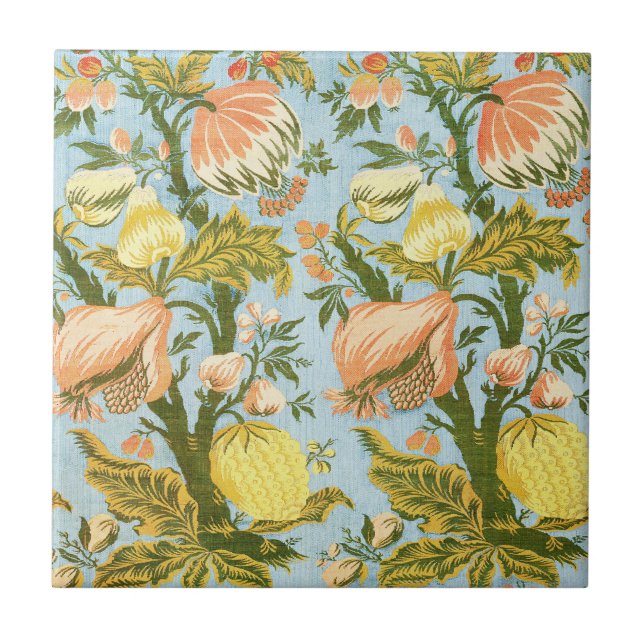Classic Baroque Floral Fruit Damask Textile Tile (Front)