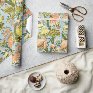 Classic Baroque Floral Fruit Damask Textile Wrapping Paper