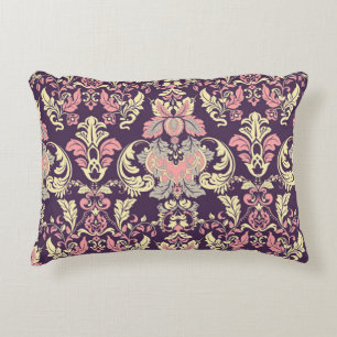 Classic baroque, vintage floral wallpaper. accent pillow