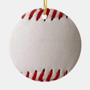 Classic Baseball and Softball Red Stitching Ceramic Ornament