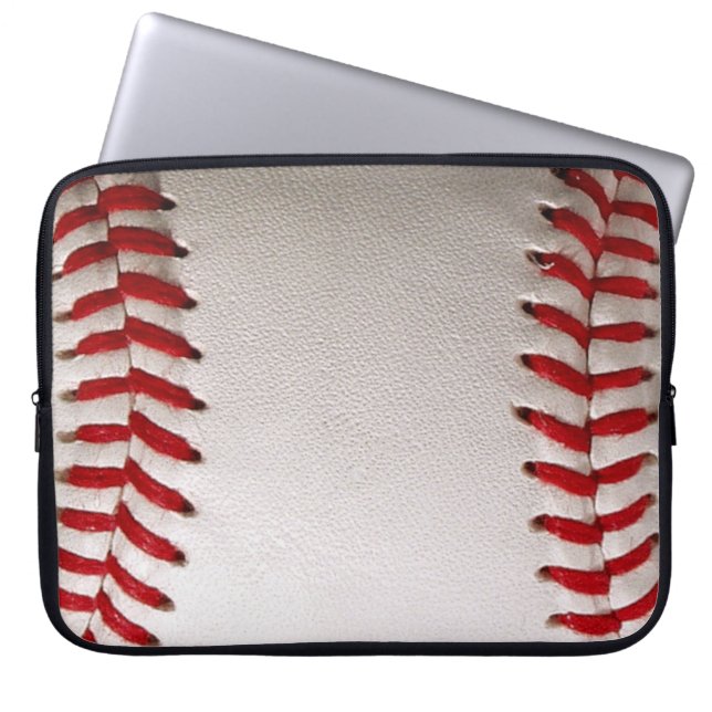 Classic Baseball and Softball Red Stitching Laptop Sleeve (Front)