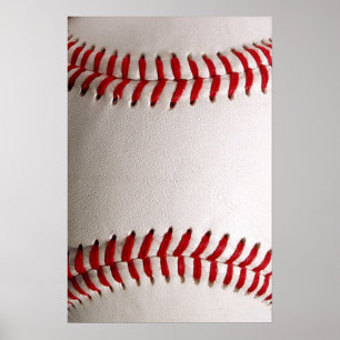 Classic Baseball and Softball Red Stitching Poster