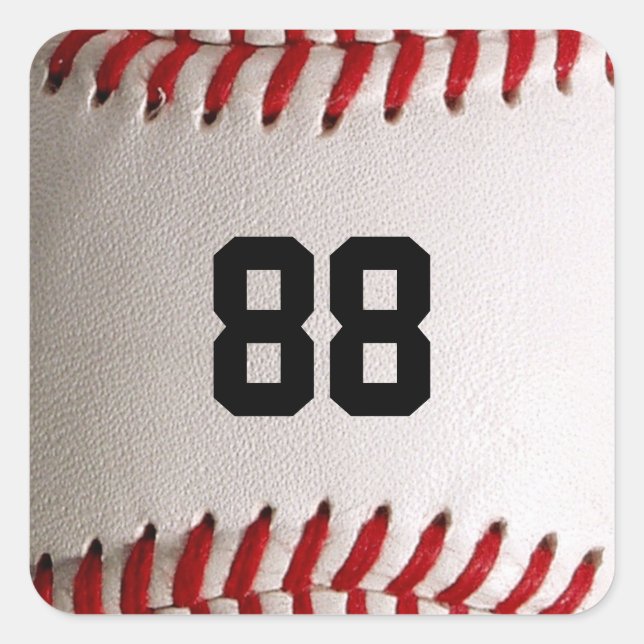Classic Baseball and Softball Red Stitching Square Sticker (Front)