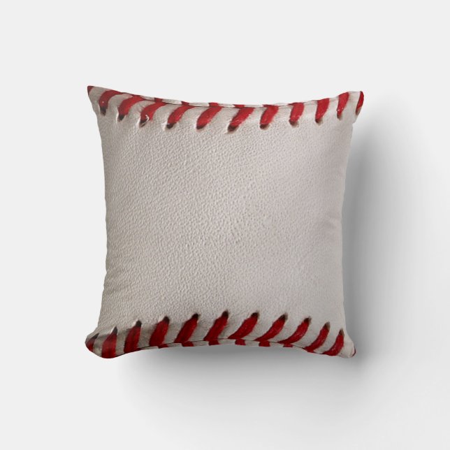 Classic Baseball and Softball Red Stitching Throw Pillow (Front)