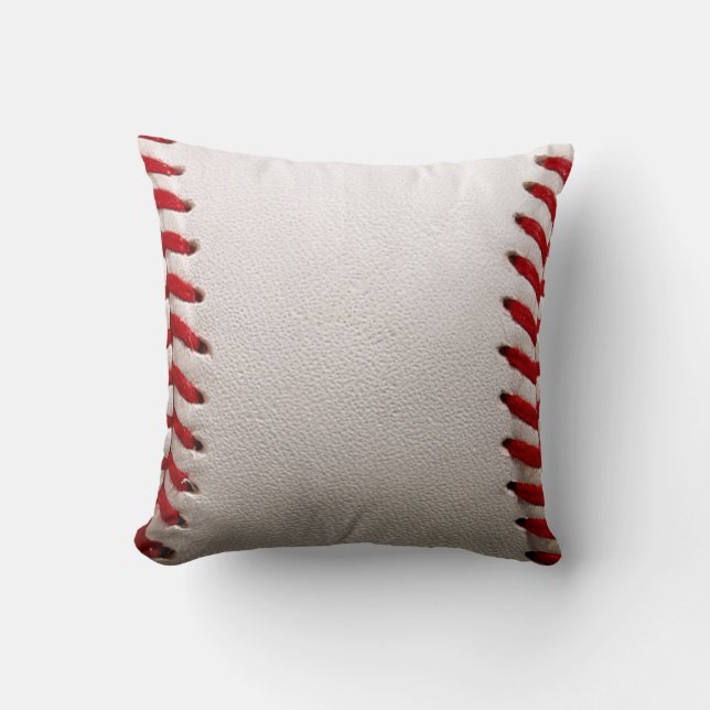 Classic Baseball and Softball Red Stitching Throw Pillow (Front)