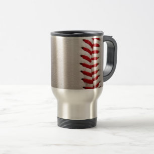 Classic Baseball and Softball Red Stitching Travel Mug