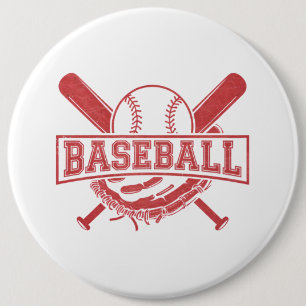 Classic Baseball Emblem 6 Inch Round Button