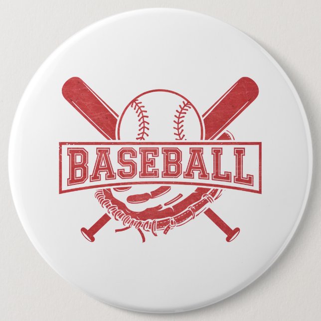 Classic Baseball Emblem 6 Inch Round Button (Front)