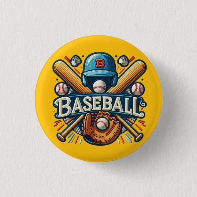 Classic Baseball Essentials / Stylish Retro Legend 1 Inch Round Button (Front)