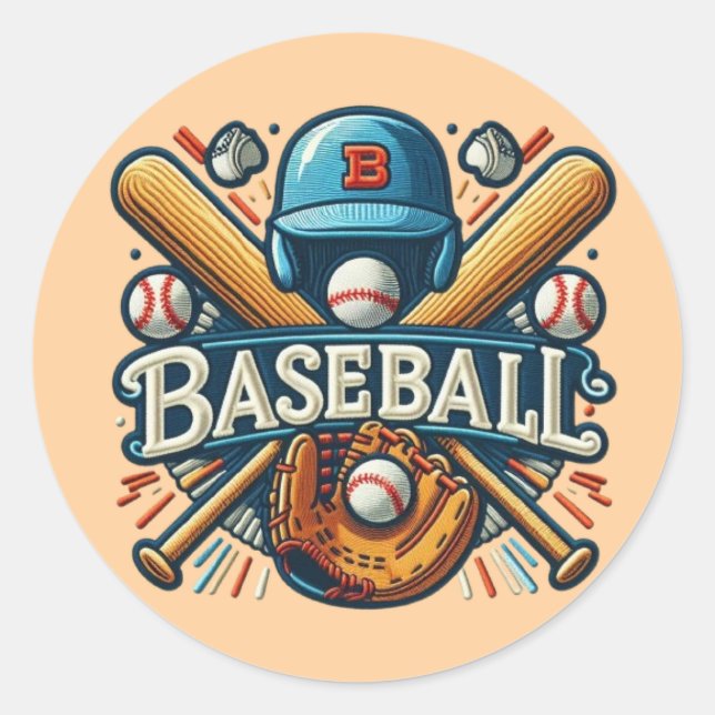 Classic Baseball Essentials / Stylish Retro Legend Round Sticker (Front)