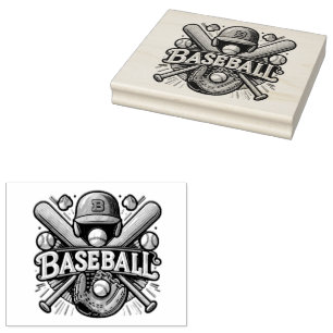 Classic Baseball Essentials / Stylish Retro Legend Rubber Stamp