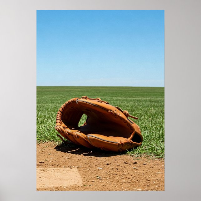 Classic Baseball Glove on Infield Dirt Poster (Front)