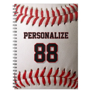 Classic Baseball Stitch Custom Name and Number Notebook